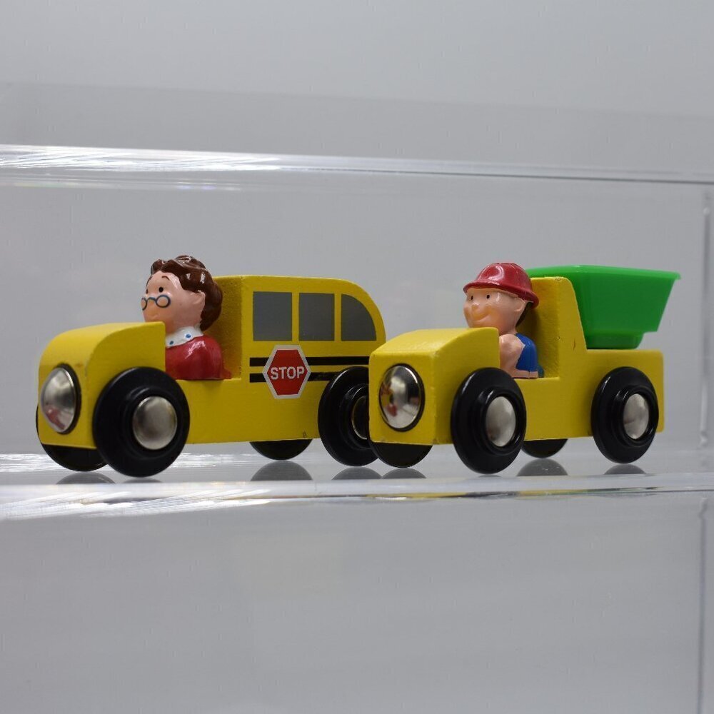 Wooden Tumble Tree Town Folk Wooden Dump Truck Construction Worker Driver n Bus